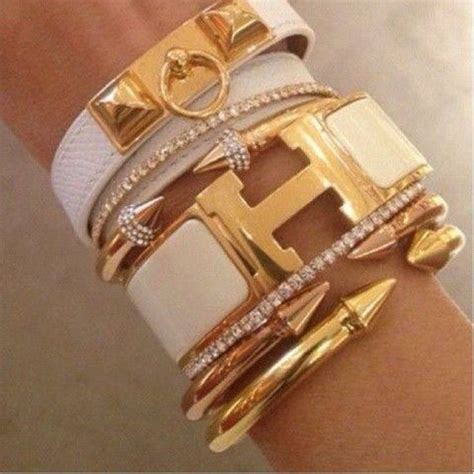 bracelete hermes click branco com dourado original